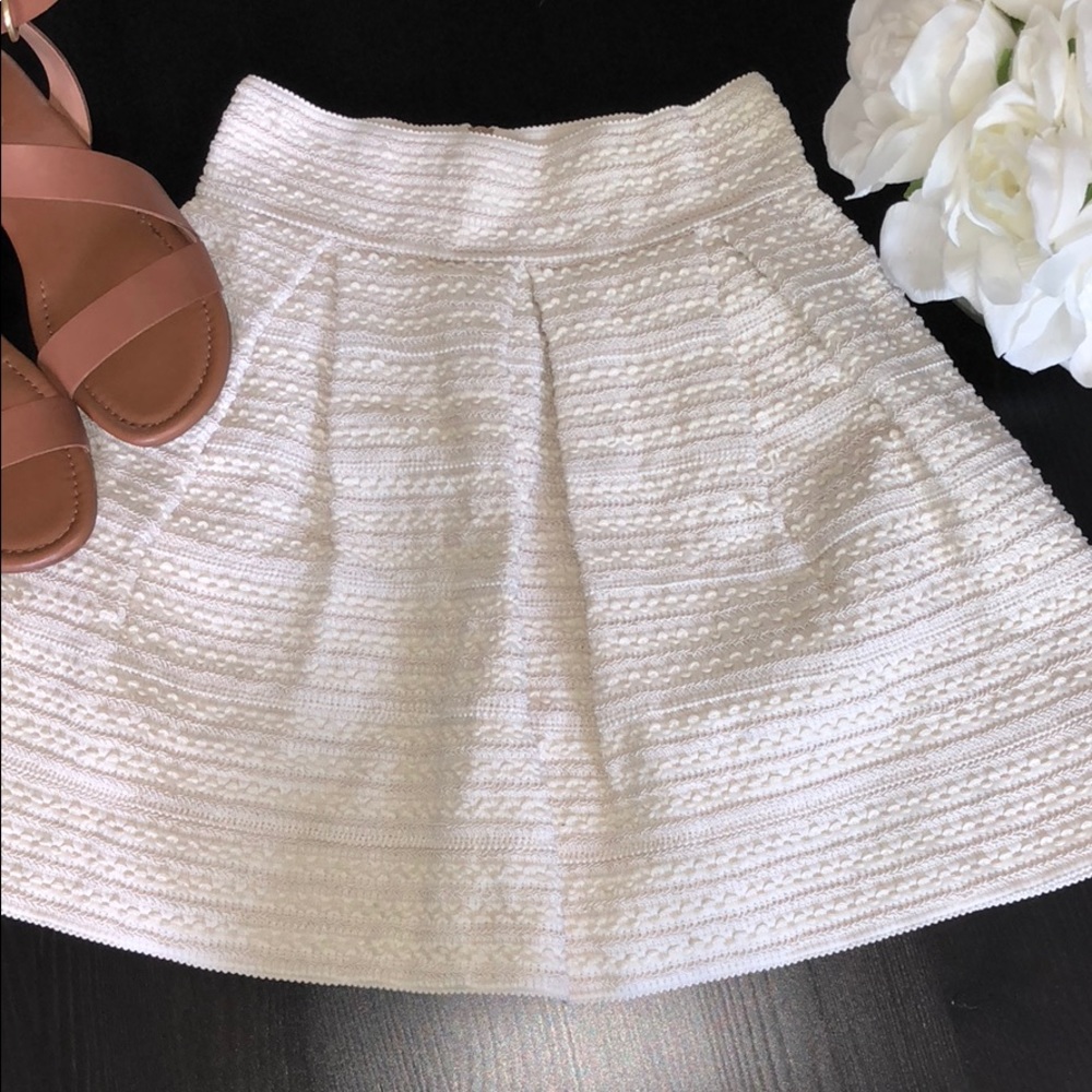 Nude Pleated Skater Skirt